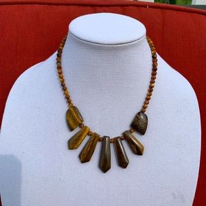 Handcrafted tiger’s eye necklace - Amber shell beads - new